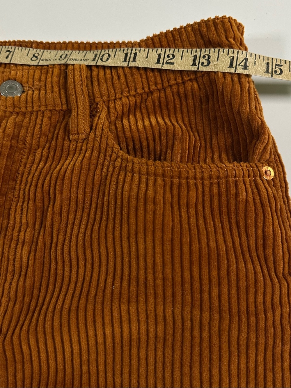 Levi’s Ribcage Wide Leg Corduroy Crop Pants Burnt Orange High Rise 27 - Picture 8 of 12